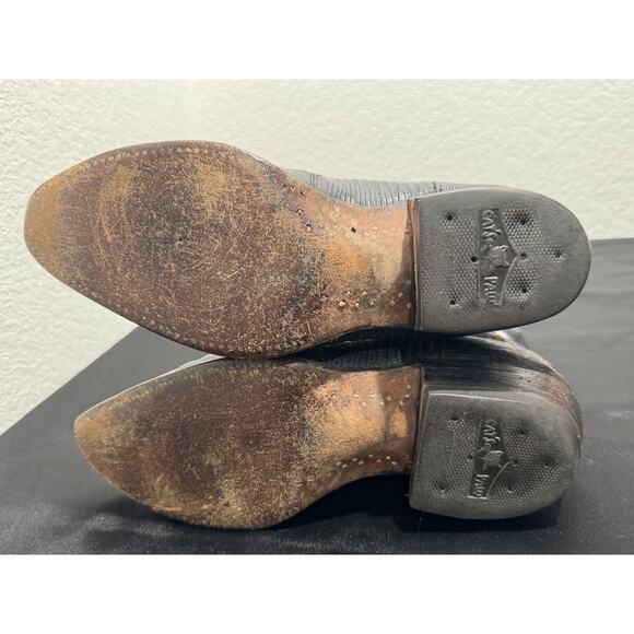 Nocona Vtg Pointed Toe Western Cowboy Boots Mens sz 9 D Black Colorful Stitching main image 10